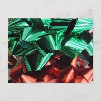 Christmas Metallic Foil Bows (Green & Red) Feiertagspostkarte