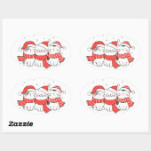 Christmas Mew Trio Ovaler Aufkleber (Blatt)