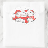 Christmas Mew Trio Ovaler Aufkleber (Tasche)