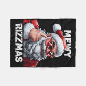 Christmas Mewy Rizzmas Funny Santa Mewing Joke Riz Fleecedecke (Vorderseite (Horizontal))