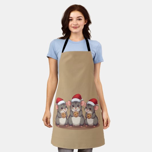 Christmas Mice Eating Santa's Cookies, Apron Schürze (Getragen)