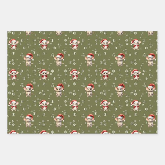 CHRISTMAS MICE GESCHENKPAPIER SET (Vorderseite 3)