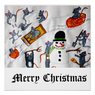 CHRISTMAS MICE IM SCHNEE-Glossy-Poster Poster