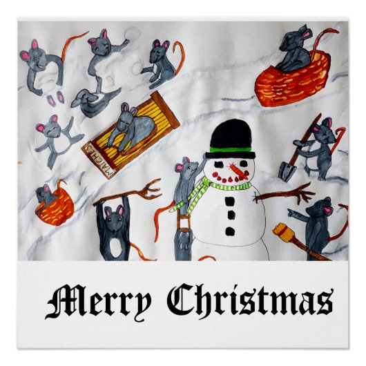 CHRISTMAS MICE IM SCHNEE-Glossy-Poster Poster (Vorderseite)
