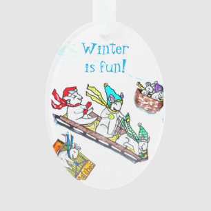 CHRISTMAS MICE SLEDDING Ornament