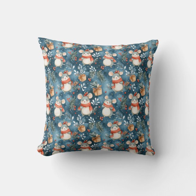 Christmas Mice Throw Kissen (Vorderseite)