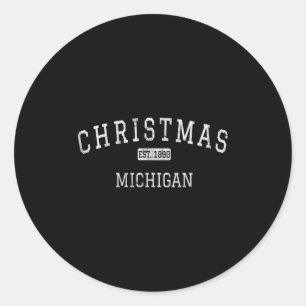 Christmas Michigan Mi Vintag Runder Aufkleber