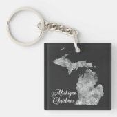 Christmas Michigan Staat Map Schneeflocken Schlüsselanhänger (Vorderseite)
