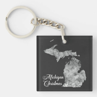 Christmas Michigan Staat Map Schneeflocken Schlüsselanhänger