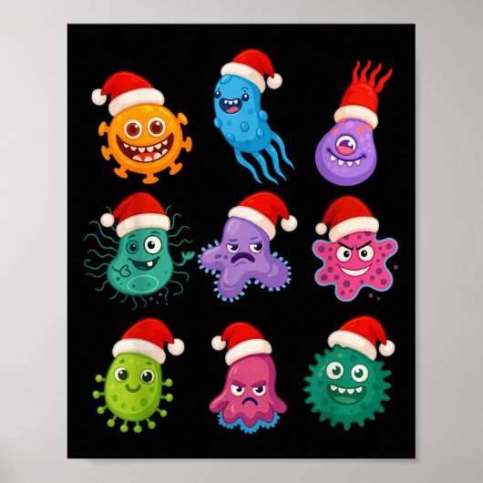 Christmas Microbiology Bacteria Santa Science Xmas Poster (Vorne)