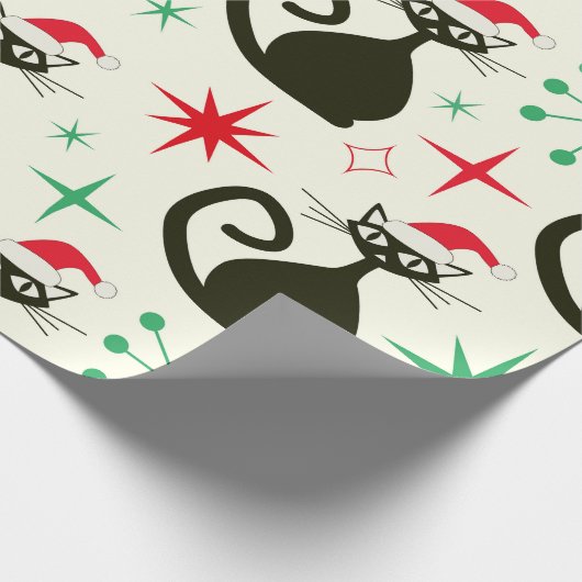 Christmas Mid Century Retro Atomic Cats  Geschenkpapier (Ecke)