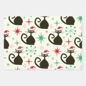 Christmas Mid Century Retro Atomic Cats Geschenkpapier Set (Vorderseite 3)