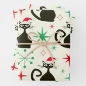 Christmas Mid Century Retro Atomic Cats Geschenkpapier Set (Beispiel)