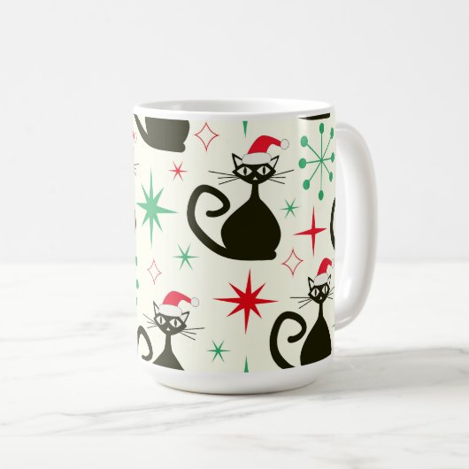 Christmas Mid Century Retro Atomic Cats  Kaffeetasse (VorderseiteRechts)