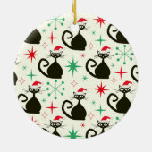 Christmas Mid Century Retro Atomic Cats  Keramik Ornament (Hinten)