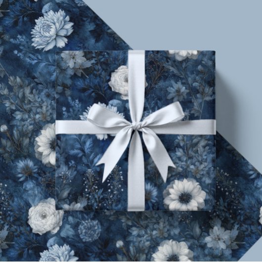Christmas Midnight Blue and White Winter Gift Geschenkpapier