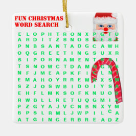 Christmas Mini 15 Word Puzzle Green Blue Keramikornament
