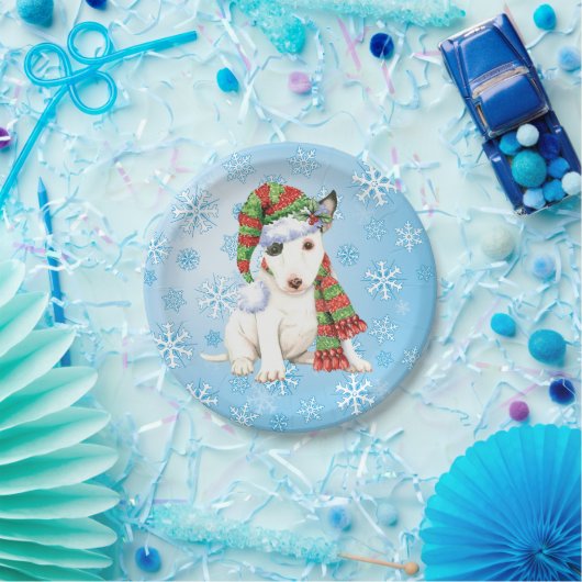 Christmas Mini Bull Terrier Pappteller (Party)