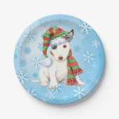 Christmas Mini Bull Terrier Pappteller (Vorderseite)