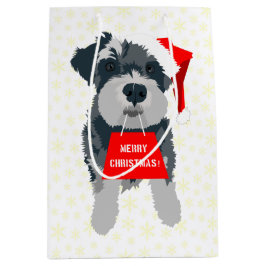 Christmas Mini Schnauzer Dog Weihnachtsmannmütze G Mittlere Geschenktüte