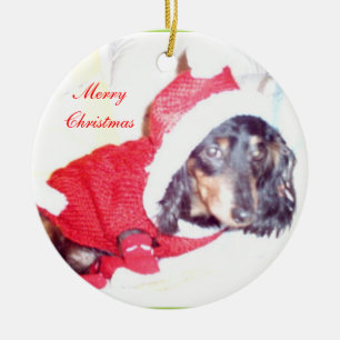 Christmas Miniature Dashcund Ornaments - Elf Keramikornament
