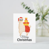 Christmas Minimalist Funny Disco Santa Llama Postkarte (Stehend Vorderseite)