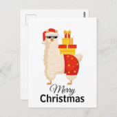 Christmas Minimalist Funny Disco Santa Llama Postkarte (Vorne/Hinten)