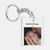 Christmas Miracle Daddy & Baby Photo Birth Stats Schlüsselanhänger (Vorderseite links)