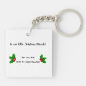 Christmas Miracle Daddy & Baby Photo Birth Stats Schlüsselanhänger (Rückseite)