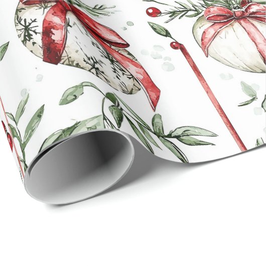 Christmas Mistletoe Bauble Greenery Geschenkpapier (Rolleneckpunkt)