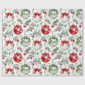 Christmas Mistletoe Bauble Greenery Geschenkpapier (Flach)