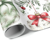 Christmas Mistletoe Bauble Greenery Geschenkpapier (Rolleneckpunkt)