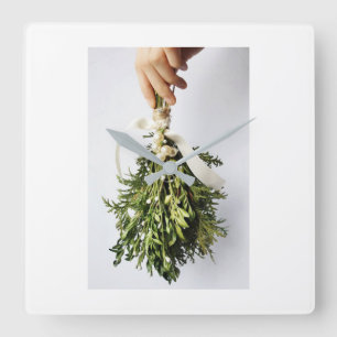 CHRISTMAS MISTLETOE CHRISTMAS KLICKEN QUADRATISCHE WANDUHR