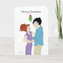 Christmas Mistletoe Couple Feiertagskarte