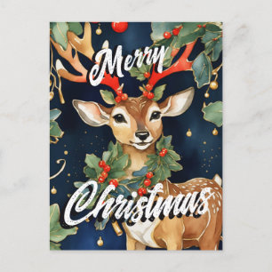 Christmas Mistletoe Deer Gruß Postkarte
