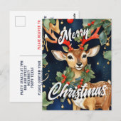 Christmas Mistletoe Deer Gruß Postkarte (Vorne/Hinten)