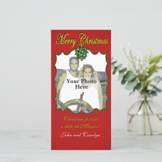 Christmas Mistletoe Feiertagskarte (Stehend Vorderseite)