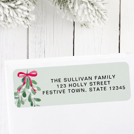 Christmas Mistletoe Green Return Address 
