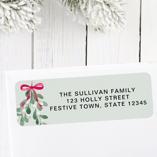 Christmas Mistletoe Green Return Address