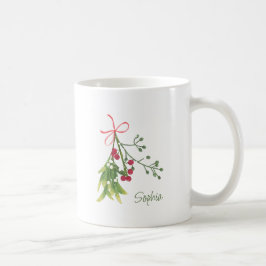 Christmas Mistletoe Holly Berries Personalisiert Kaffeetasse
