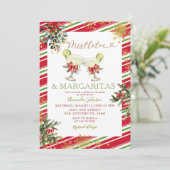 Christmas Mistletoe & Margaritas Brautparty Einladung (Stehend Vorderseite)