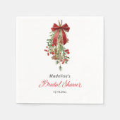 Christmas Mistletoe Red Bow Bridal Shower Serviette (Vorderseite)