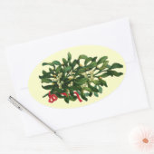 CHRISTMAS MISTLETOS MIT ROTEM RIBBON OVALER AUFKLEBER (Umschlag)