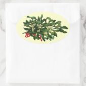 CHRISTMAS MISTLETOS MIT ROTEM RIBBON OVALER AUFKLEBER (Tasche)