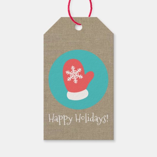 Christmas Mitten Medallion Happy Holidays Geschenkanhänger (Vorderseite)