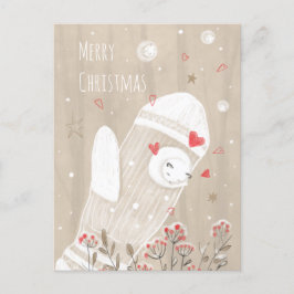 Christmas Mitten Snow Kitten Moderne Zeichnend Postkarte