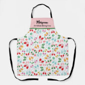 Christmas Mittens Candy Red Green Script Pattern Schürze (Vorderseite)