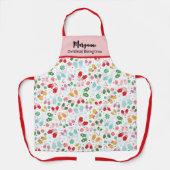 Christmas Mittens Candy Red Pink Script Muster Schürze (Vorderseite)