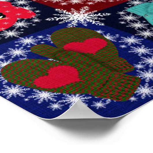 Christmas Mittens Collection Whimsical Poster (Ecke)