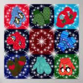 Christmas Mittens Collection Whimsical Poster (Vorne)